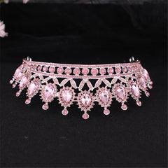 Aveuri Luxury Wedding Pink Crown Royal Queen Bridal Tiaras Hair Jewelry Pageant Head Girls Bride Headdress Dress Accessories