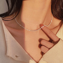 Aveuri  2023 Popular Silver Colour Sparkling Clavicle Chain Choker Necklace Collar For Women Fine Jewelry Wedding Party Birthday Gift