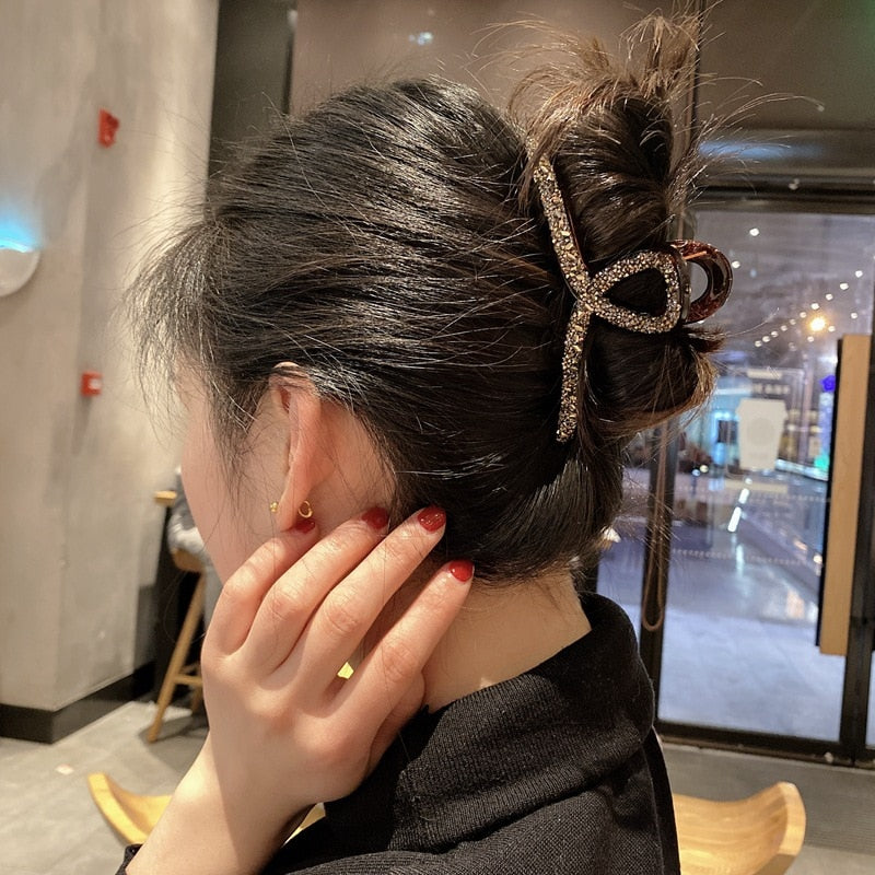 High-end Rhinestone Elegant Temperament Hair Claws Fashion Hair Accessories Women Shiny Full Diamond  Plate Clip Hairpin Girl