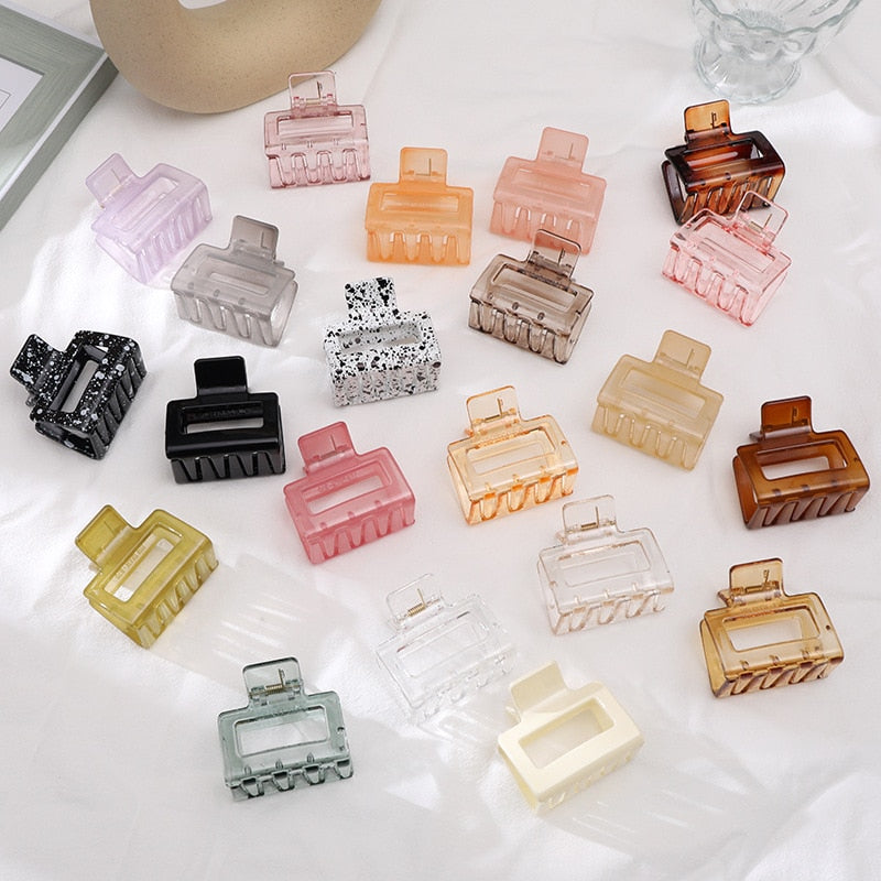 Aveuri Back to school  1PC Square Hair Claws Elegant Acrylic Hairpins Small Size Barrette Crab Hair Clips Headwear For Women Girls Hair Accessories