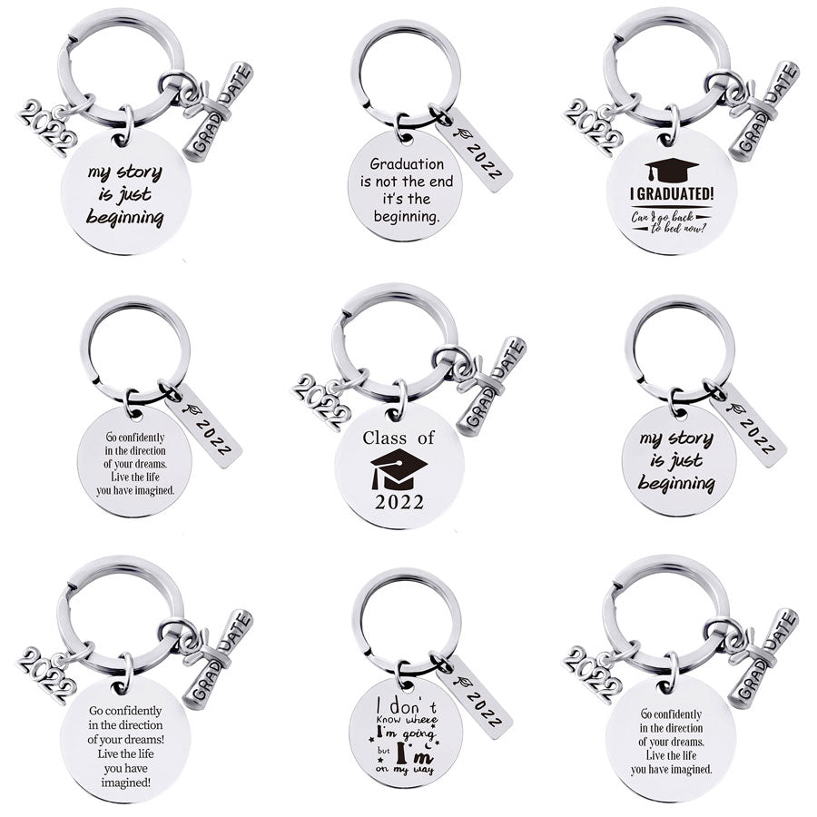 Graduation gifts 1PC Round Laser Class Of 2022 I Graduated Stainless Steel Keychain For Women's Men's Students Classmate Graduation Season Gifts
