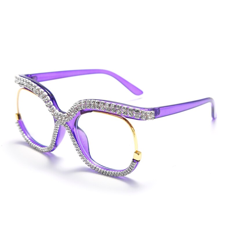 Aveuri Diamond Blue Light Blocking Glasses Retro Square Frames Men Women Sunglasses UV400 Eyeglasses Spectacle Frames Fashion Eyewear