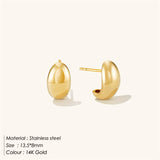 Aveuri Fashion Women Stud Earrings 316L Stainless Steel Arc Smooth Hoop Earrings For Women Simple Circle Ear Party Jewelry Wholesale