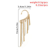 Back to college 2023 Temperament Pearl Chain Tassel Earrings Without Ear Holes Retro Wild Metal Design Earrings For Women