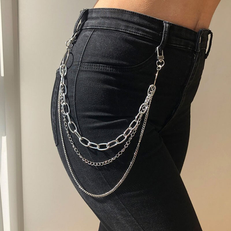 Punk Rock Metal Pants Waist Chains Women Men Key Chain Wallet Star Pendants Keychain Jeans Hip-hop Jewelry Gifts