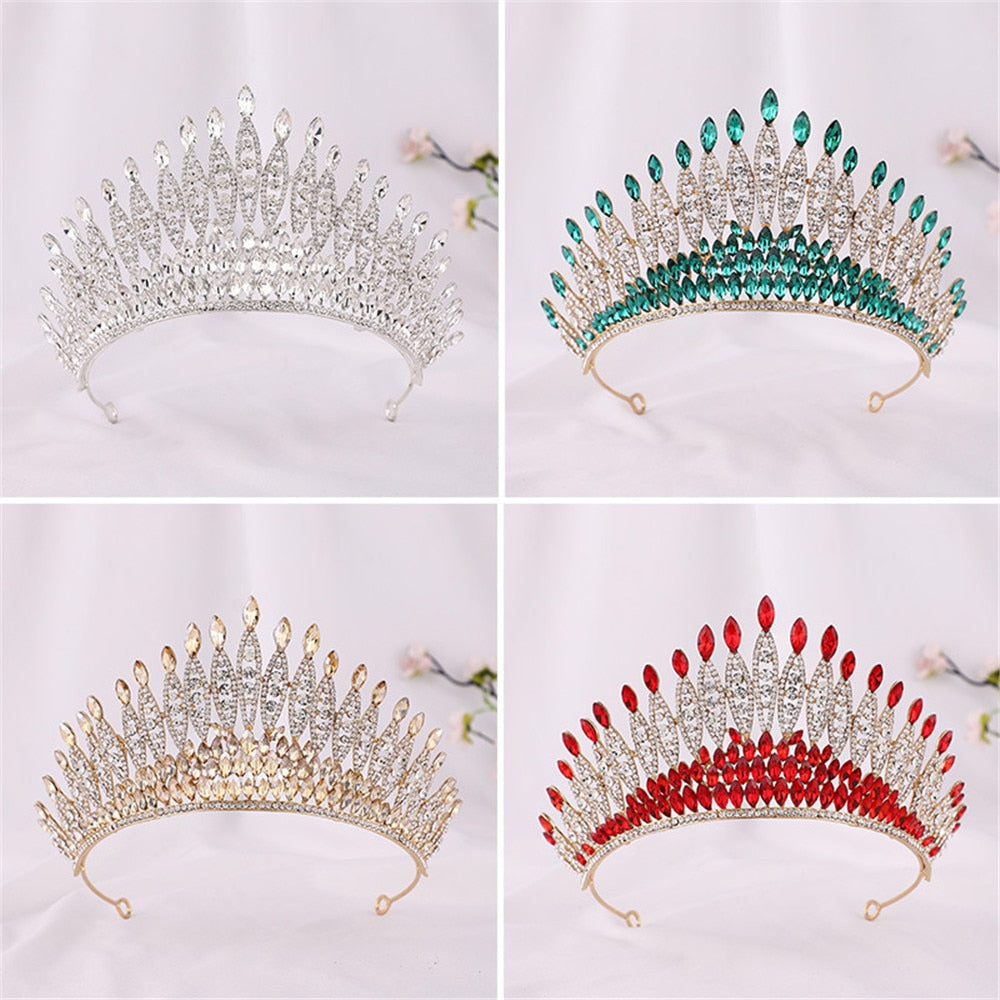 Aveuri Crystal Crown Bridal Wedding Hair Accessories For Women Rhinestone Tiaras And Crowns Party Hair Jewelry Bridesmaid Headpiece