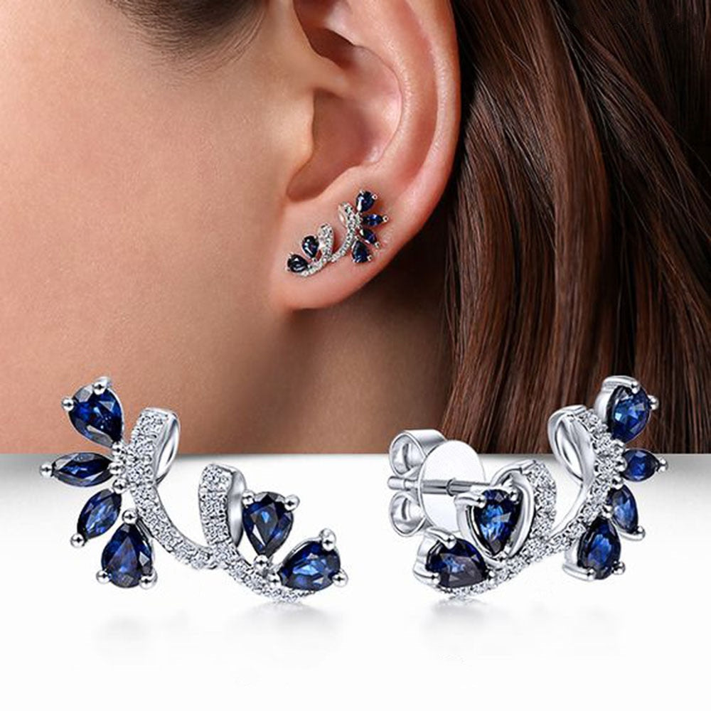 Aveuri  2023 Trend Stud Earrings for Women Temperament Elegant Blue CZ Earrings Wedding Engagement Party Drop Shipping Jewelry