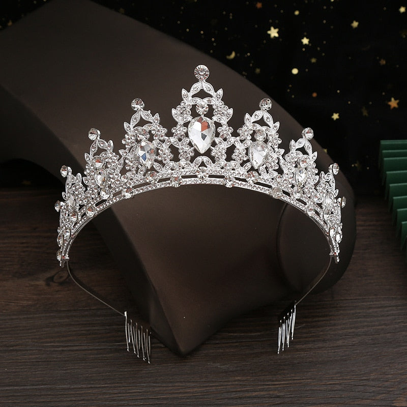 New Exquisite Fashion Bridal Crown Wedding Alloy Rhinestone Crown Queen Birthday Anti-Slip Comb Headband Jewelry