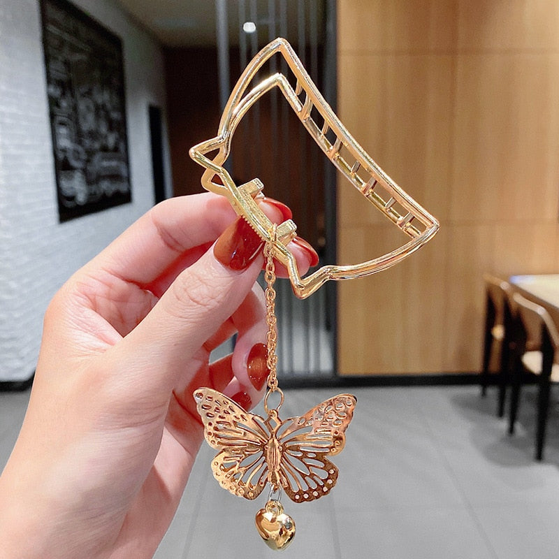 Aveuri 2022 Women Elegant Hairpins Gold Silver Metal Hollow Geometric Hair Claw Vintage Hair Crab Hair Clips For Girls Hair Accessories