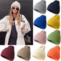 Aveuri New Beanie Winter For Women Men Boys Girls Crochet Skullies Hat Solid Color Unisex Autumn Knitted Beanies Caps Wild Accessories