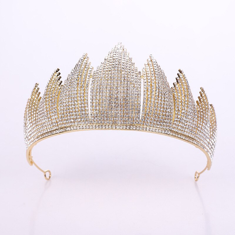 Aveuri New Luxury Big Crown Bride Diamond Wedding Dress Beauty Party HAIR ACCESSORI Jewelry For Women Headpiece Prom Headwear Gift