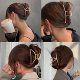 Aveuri 2022 Women Elegant Hairpins Gold Silver Metal Hollow Geometric Hair Claw Vintage Hair Crab Hair Clips For Girls Hair Accessories