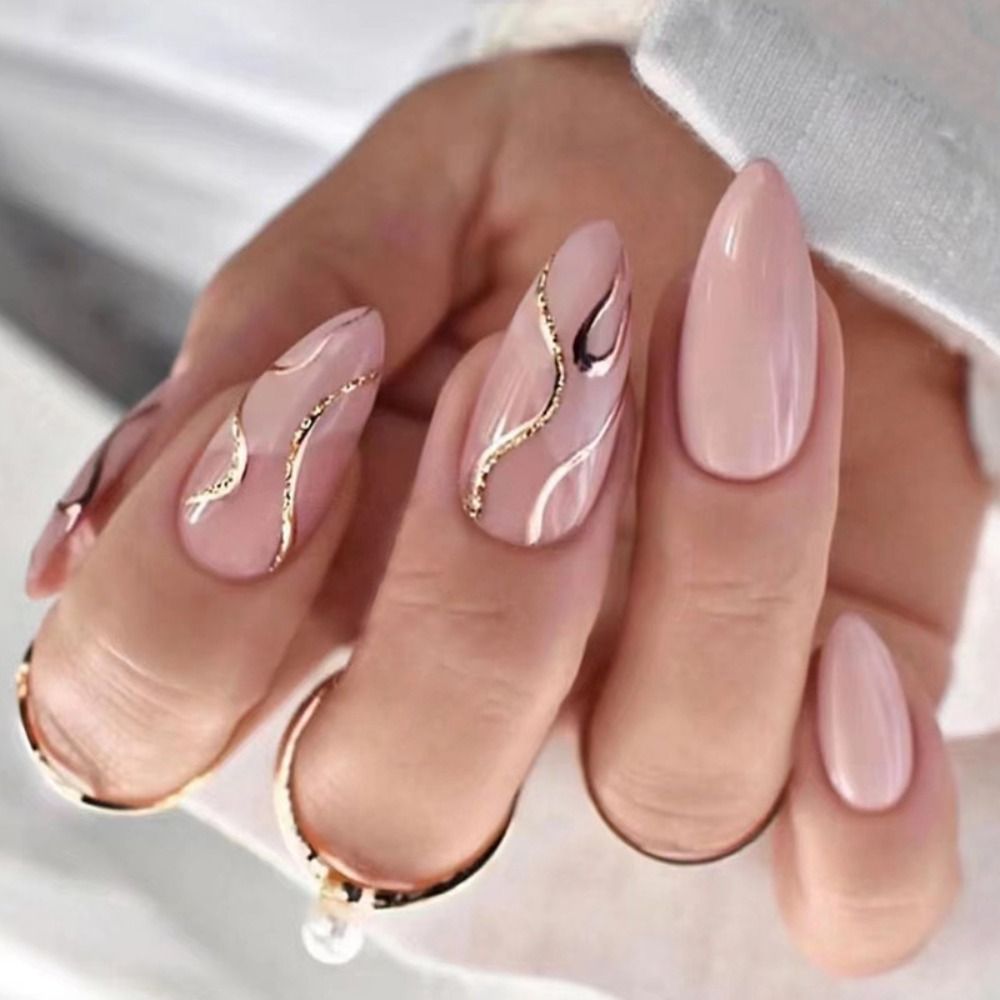 Aveuri 2023  24Pcs Almond False Nails Rhinestone Glitter Snowflake Design Fake Fingernails Wearable Acrylic Full Cover Press on Nail Tips
