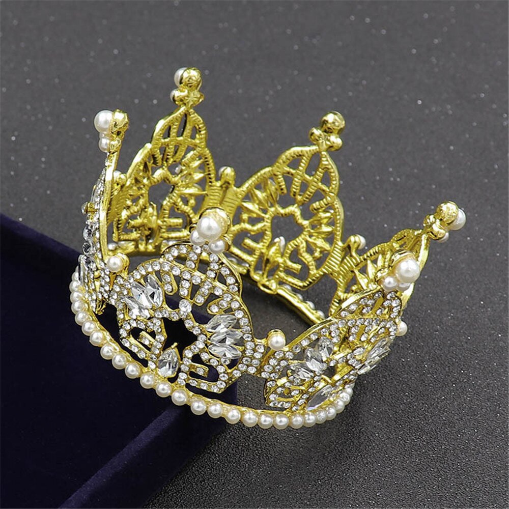 Aveuri Mini Crown Princess Tiaras Romantic Pearl Garland Children Hair Ornaments Wedding Decoration Hair Jewelry bridal accessories