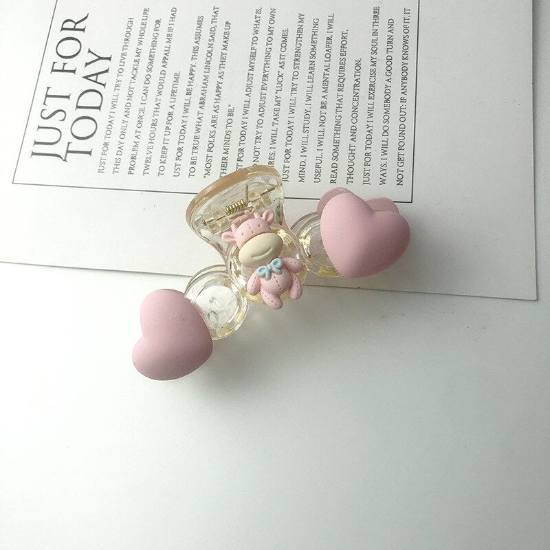 Aveuri Korea Candy Color Love Heart Claw Clip Large Barrette Crab Hair Claws Bath Clip Ponytail Clip Women Girls Hair Accessories Gift