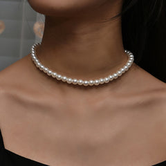 Fashion Imitation Pearl Choker Necklace Women Handmade Classic Strand Bead Chain Necklace For Women Jewelry Gift