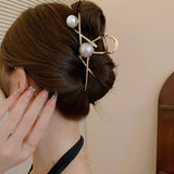 Aveuri 2023 New Fashion Pearl Hair Claws Exquisite Metal Cross Hair Clips Hairpins Headwear Trendy Women Hair Accessories Premium Gifts