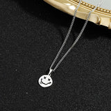 Kpop Smiley Face Necklaces Male Teen Goth Hip Hop Chain Smile Pendant Necklace For Men Neck Chain Women Couple Jewelry