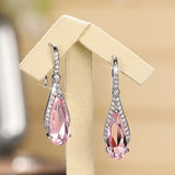 Graduation gift Sparkling Cubic Zirconia Drop Earrings Silver Color Luxury Inlay Pink CZ Temperament Women Earrings Party Fashion Jewelry