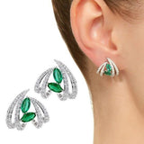Graduation gift Gorgeous Green CZ Claws Shape Stud Earrings Sparkling Women Wedding Ear Accessories Anniversary Party Hot Fashion Jewelry