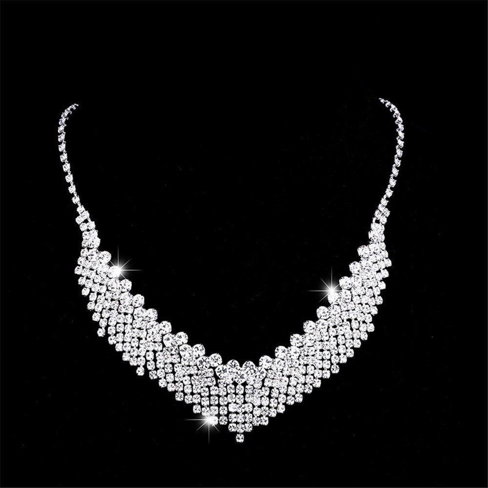 Aveuri Women Earring Fashion Shining Zircon White Gold Color Elegance Bridal Jewelry Sets For Woman Wedding Charm Gift