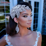 Aveuri HP455 Wedding Headpiece Crystal Flower Bridal Hair Accessories Bride Headwear Pageant Crown Women Hair Ornament Jewelry