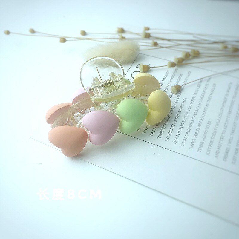 Aveuri Korea Candy Color Love Heart Claw Clip Large Barrette Crab Hair Claws Bath Clip Ponytail Clip Women Girls Hair Accessories Gift