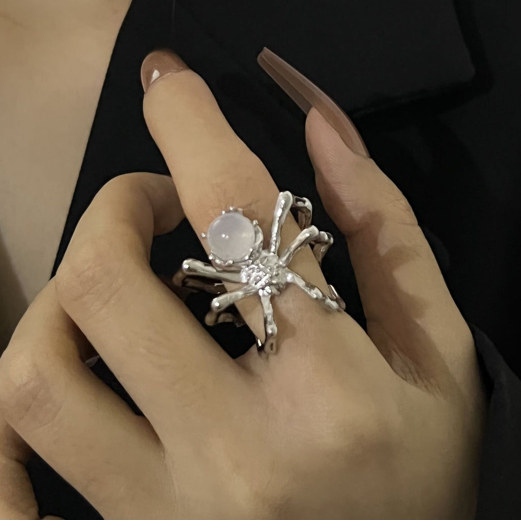 Aveuri 2023 Kpop Egirl Y2k Accessories Punk Spider Rings For Women Female Party Night Club Jewelry Crystal Ball Insect Animal Opening Ring