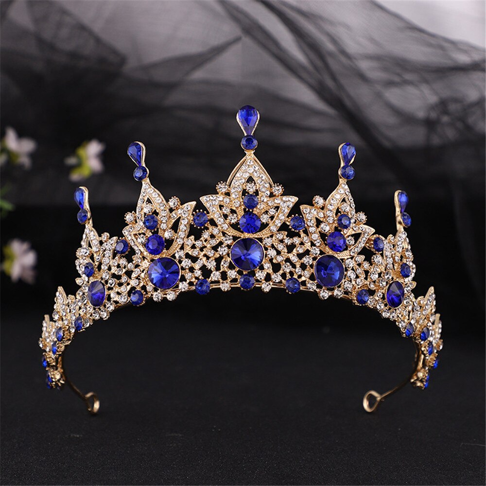 Aveuri Europe Luxury Vintage  Bride Crown Baroque Diamond Crystal Crown Wedding Dress Bride Headdress Hair Accessories For Women