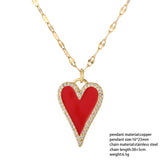 Aveuri Red Heart Love Pendant Necklace For Women Choker Long Chains Neck Lace Gold Color Collar Lovers Gift Boho Party Fashion Jewelry