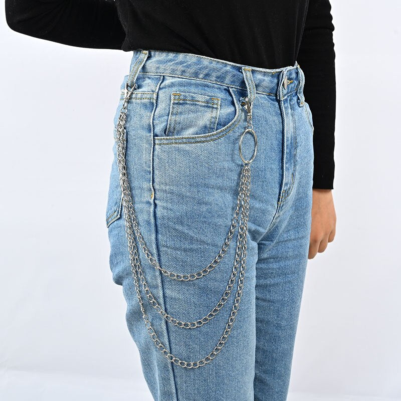 Hip-hop Rock Metal Pants Waist Chains Men Women Key Chain Punk Big Ring Wallet Keychain Jeans Unisex Jewelry Gift