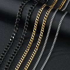 Hip Hop Cuban Chain Necklace Men Punk Stainless Steel Gold Black Silver Color Necklace Male Collar Necklace Women Jewelry