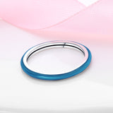 Silver Color Jewelry Ring Womens Simple Blue Circle Rings Anillo plata de ley 925 Original Anniversary Party Gift 2023 New