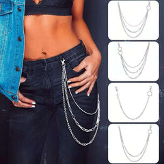 Punk Hip-Hop Multi-layer Pants Chain Keychain Women Personality Street Trend Chain Jeans Man Waist Chains Jewelry Gift