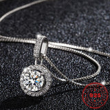 Round 100% 925 Sterling Silver color Necklace Real Natural White Diamond Pendant for Women Fine Bizuteria Silver 925 Jewelry