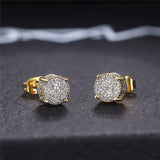 Aveuri Fancy Round Shaped Stud Earrings Paved Shiny CZ Stone Silver Color/Gold Everyday Fashion Versatile Women's Ear Jewelry