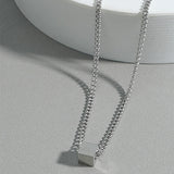 Punk Men Geometry Pendant Necklace Simple Black Silver Color Stainless Steel Chain Necklaces Male Hip-hop Jewelry