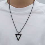 Simple Black Geometric Triangle Pendant Men Necklaces Fashion Stainless Steel Punk Neck Chain Male Jewelry