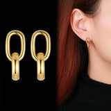 Double Link Hoop Earrings for Women, Stainles Steel Dangle Drop Hoops, Interlocked Circle Stud Earrings, Wholesale Jewelry