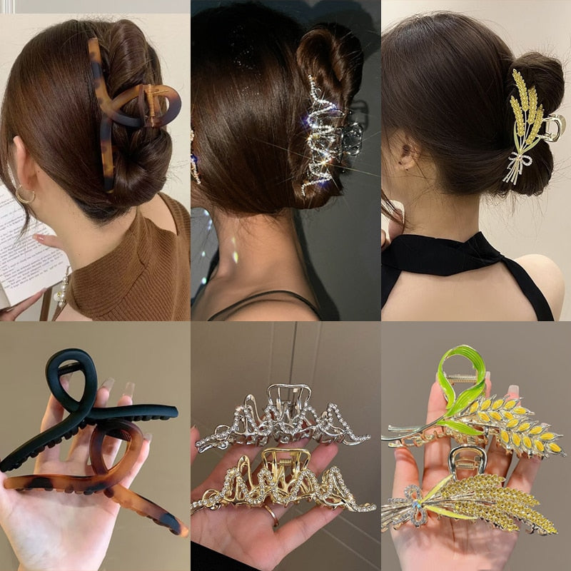 Aveuri Hair Claw Set For Women Headwear Korean Metal Hairpins Barrettes Crab Trendy Geometric Hair Clip Claw Girl Hair Accessories Gift