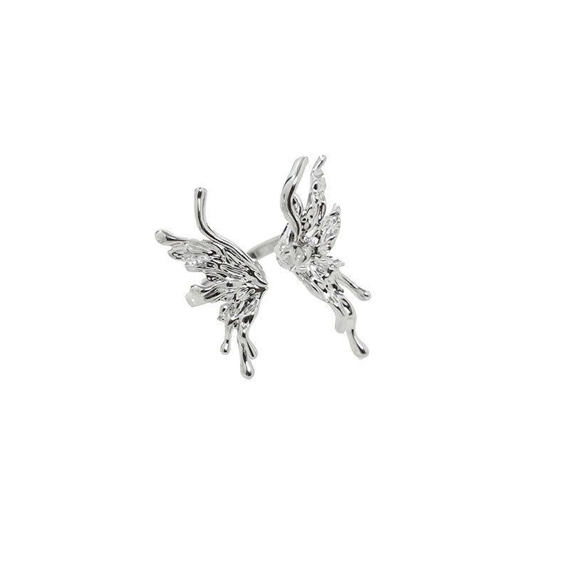 LATS New Punk Mutations Liquid Butterfly Rings for women girl silver color Cool Hiphop Metal Couple Open Ring Fashion Jewelry