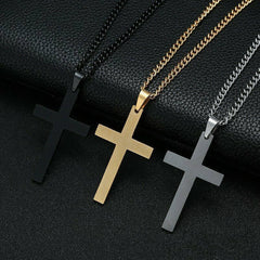 Fashion Cross Pendant Necklace Women Men Stainless Steel Black Gold Silver Color Chain Charm Necklaces Punk Hip Hop Jewelry Gift