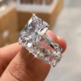 Graduation Gift Luxury Square Cubic Zirconia Set Rings for Women Crystal AAA CZ Promise Rings Wedding Engagement Party Fashion Jewelry