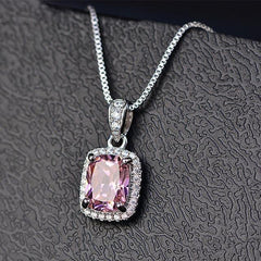 Graduation gift Luxury Elegant Lady's Cubic Zirconia Pendant Necklace White/Blue/Purple/Pink Colors Fashion Wedding Eternity Jewelry Hot