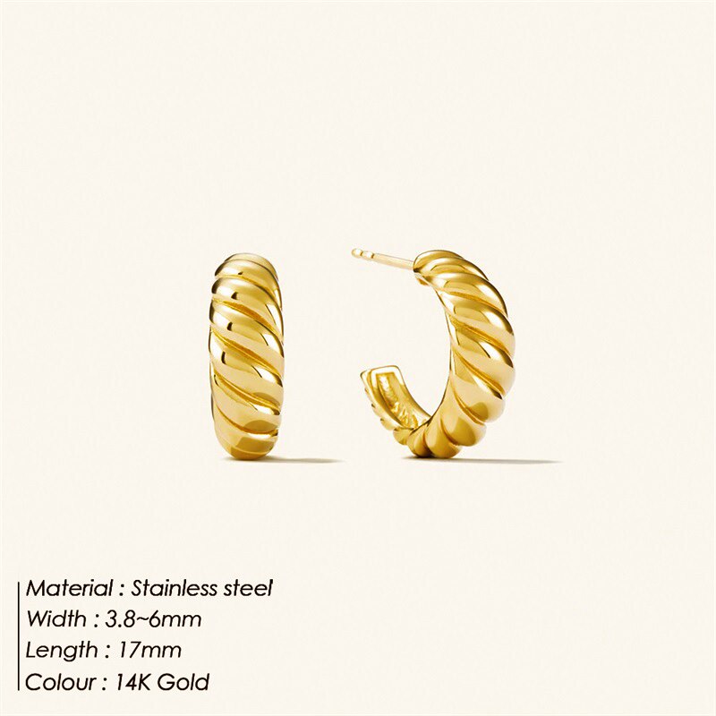 Aveuri Women Vintage Croissant 316L Stainless Steel Hoop Earrings For Women Simple Round Circle Ear Rings  Accessories Party Jewelry