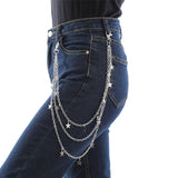 Punk Rock Metal Pants Waist Chains Women Men Key Chain Wallet Star Pendants Keychain Jeans Hip-hop Jewelry Gifts