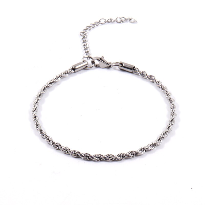 New Fashion Twist Chain Bracelet Women Men Classic Stainless Steel Width 2/3/4mm Chain Bracelet For Women Men Jewelry Gift