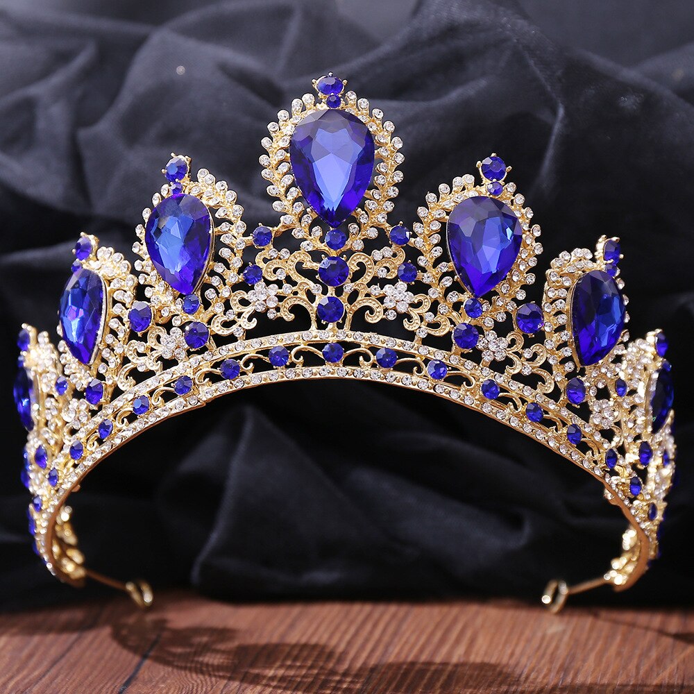 Baroque Big Crystal Bridal Tiaras Crown Rhinestone Pageant Diadema Royal Queen Princess Headpieces Wedding Hair Accessory