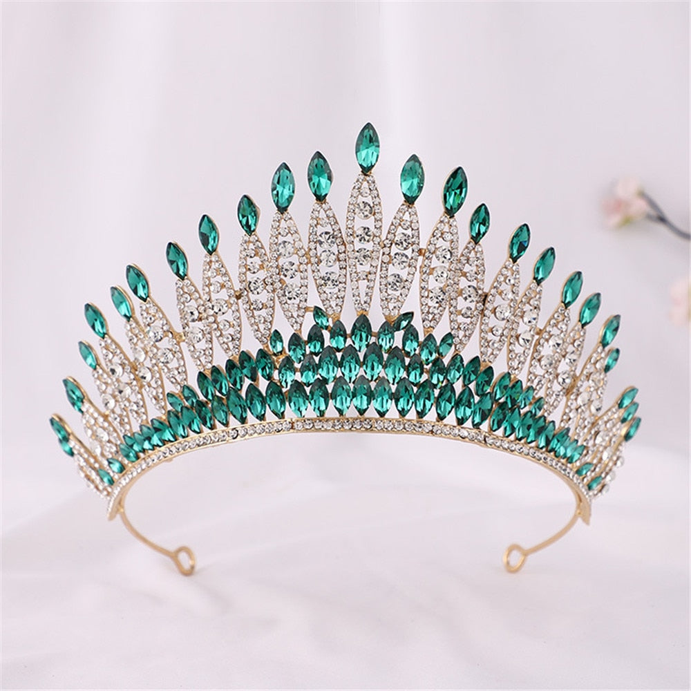 Aveuri Crystal Crown Bridal Wedding Hair Accessories For Women Rhinestone Tiaras And Crowns Party Hair Jewelry Bridesmaid Headpiece