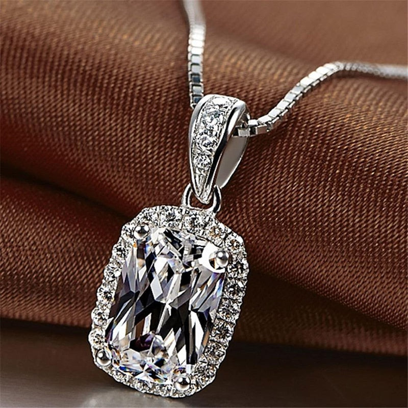 Graduation gift Luxury Elegant Lady's Cubic Zirconia Pendant Necklace White/Blue/Purple/Pink Colors Fashion Wedding Eternity Jewelry Hot